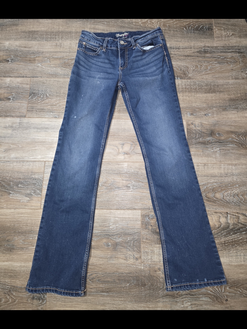 Wrangler Jeans Women's 7/8 x 34 Low Rise Boot Cut Pink Ribbon Mae Stretch